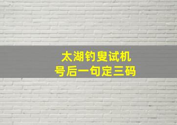 太湖钓叟试机号后一句定三码