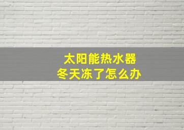 太阳能热水器冬天冻了怎么办