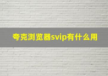 夸克浏览器svip有什么用