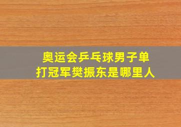 奥运会乒乓球男子单打冠军樊振东是哪里人