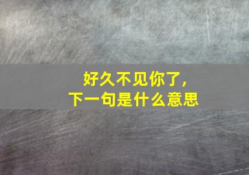 好久不见你了,下一句是什么意思