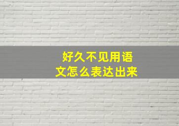 好久不见用语文怎么表达出来