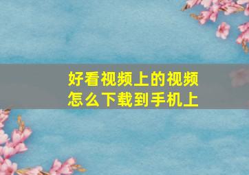 好看视频上的视频怎么下载到手机上