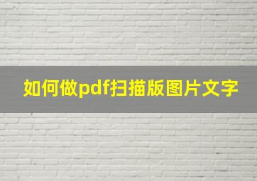 如何做pdf扫描版图片文字