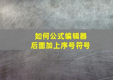 如何公式编辑器后面加上序号符号