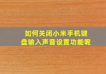 如何关闭小米手机键盘输入声音设置功能呢