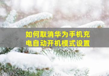 如何取消华为手机充电自动开机模式设置