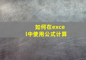 如何在excel中使用公式计算