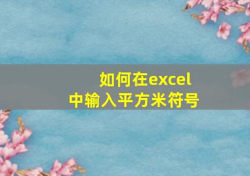 如何在excel中输入平方米符号