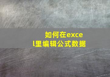 如何在excel里编辑公式数据