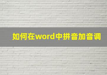 如何在word中拼音加音调