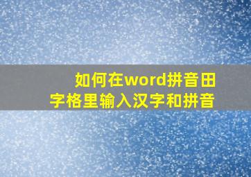 如何在word拼音田字格里输入汉字和拼音