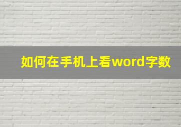 如何在手机上看word字数