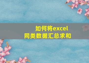 如何将excel同类数据汇总求和