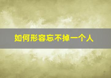 如何形容忘不掉一个人