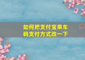 如何把支付宝乘车码支付方式改一下