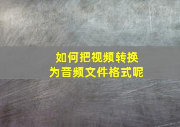 如何把视频转换为音频文件格式呢