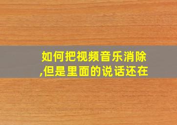 如何把视频音乐消除,但是里面的说话还在