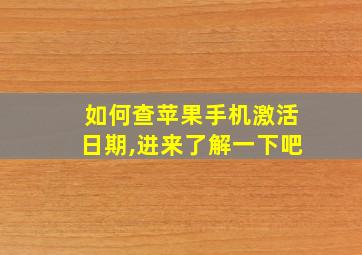 如何查苹果手机激活日期,进来了解一下吧