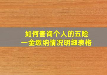 如何查询个人的五险一金缴纳情况明细表格