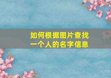 如何根据图片查找一个人的名字信息