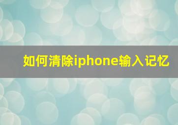 如何清除iphone输入记忆