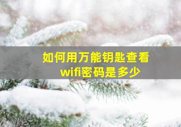 如何用万能钥匙查看wifi密码是多少