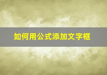 如何用公式添加文字框