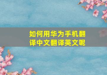 如何用华为手机翻译中文翻译英文呢