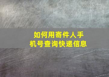 如何用寄件人手机号查询快递信息