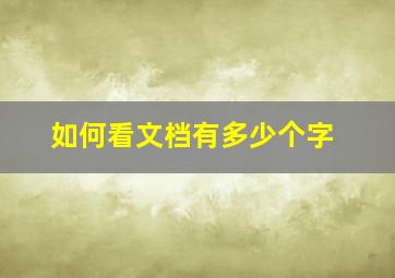 如何看文档有多少个字