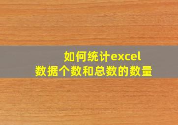 如何统计excel数据个数和总数的数量