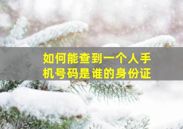 如何能查到一个人手机号码是谁的身份证