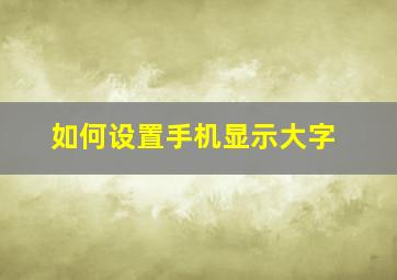 如何设置手机显示大字