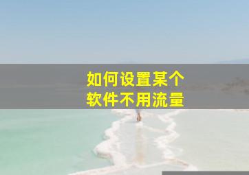 如何设置某个软件不用流量