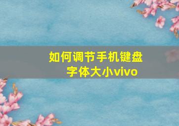 如何调节手机键盘字体大小vivo