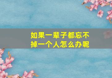 如果一辈子都忘不掉一个人怎么办呢