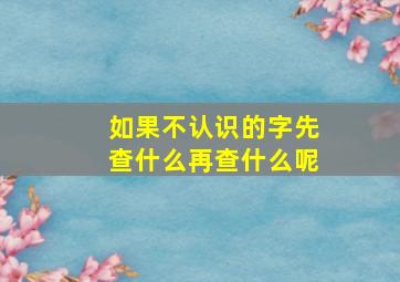 如果不认识的字先查什么再查什么呢