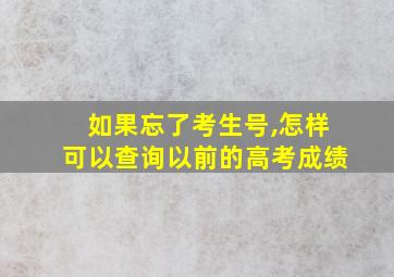 如果忘了考生号,怎样可以查询以前的高考成绩