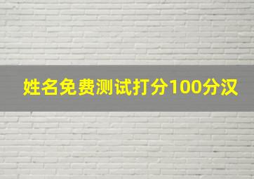 姓名免费测试打分100分汉