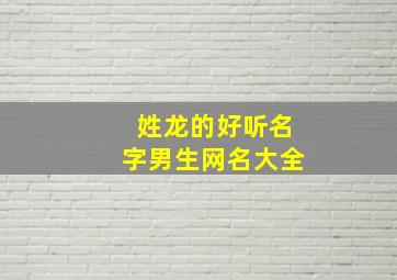 姓龙的好听名字男生网名大全