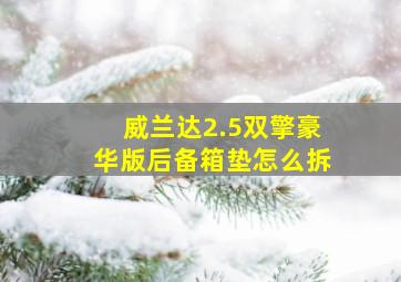 威兰达2.5双擎豪华版后备箱垫怎么拆