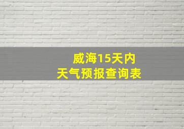 威海15天内天气预报查询表