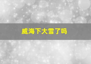 威海下大雪了吗