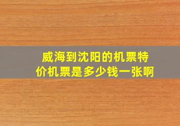 威海到沈阳的机票特价机票是多少钱一张啊