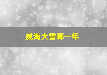 威海大雪哪一年