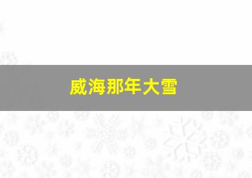 威海那年大雪