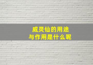 威灵仙的用途与作用是什么呢