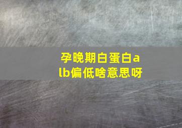 孕晚期白蛋白alb偏低啥意思呀