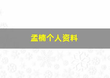 孟楠个人资料